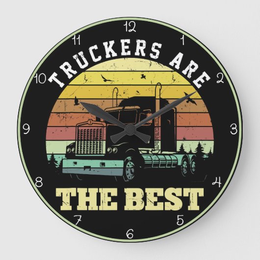 トラック運転手は日最高のの入る ラージ壁時計 (正面)