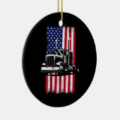 トラック運転手アメリカ国旗のトラック運転手 セラミックオーナメント (右)