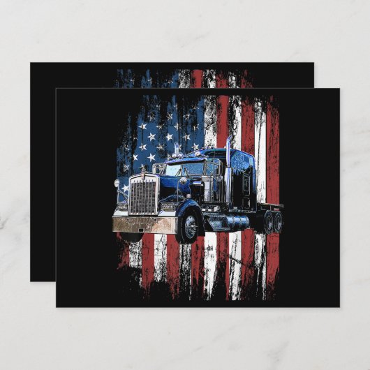 トラック運転手アメリカ国旗のトラック運転手Gi サンキューカード (正面/裏面)