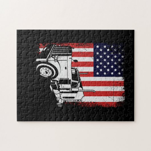 トラック運転手アメリカ国旗のトラック運送業者ギフト ジグソーパズル (横)