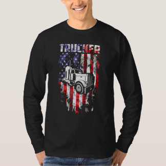 トラック運転手アメリカ国旗 Tシャツ