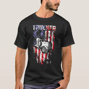 トラック運転手アメリカ国旗 Tシャツ