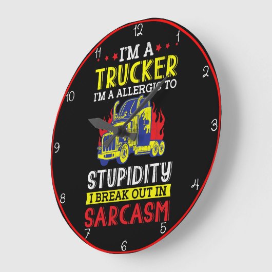 トラック運転手アレルギー性愚かさの皮肉 ラージ壁時計 (傾斜)