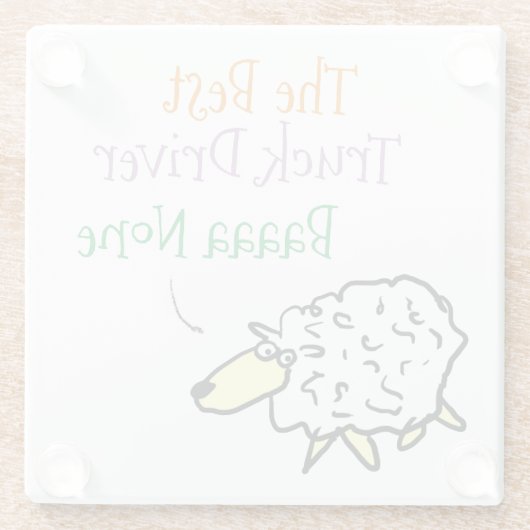 トラック運転手ガラスコースター用ヒツジデザイン ガラスコースター (裏面)