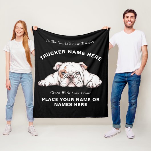 トラック運転手ブルドッグギフト毛布パーソナライズされた(ギフト) フリースブランケット (インサイチュ)