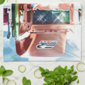 トラック運転手及びトラック恋人のための大きく赤い大型トラック キッチンタオル (折り畳み)