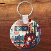 トラック運転手及びトラック恋人のための大きく赤い大型トラック キーホルダー (正面)