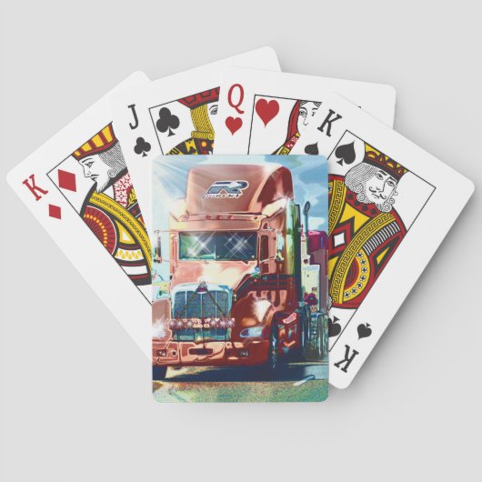 トラック運転手及びトラック恋人のための大きく赤い大型トラック トランプ (裏面)