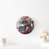 トラック運転手及びトラック恋人のための大きく赤い大型トラック ラウンド壁時計 (ホーム)