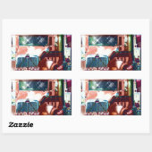 トラック運転手及びトラック恋人のための大きく赤い大型トラック 長方形シール (シート)