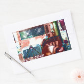 トラック運転手及びトラック恋人のための大きく赤い大型トラック 長方形シール (封筒)