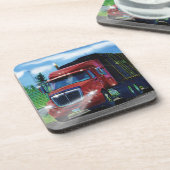 トラック運転手及びトラック恋人のための大きく赤い貨物トラック コースター (左側)