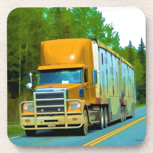 トラック運転手及びトラック恋人のための黄色い貨物トラック コースター (正面)