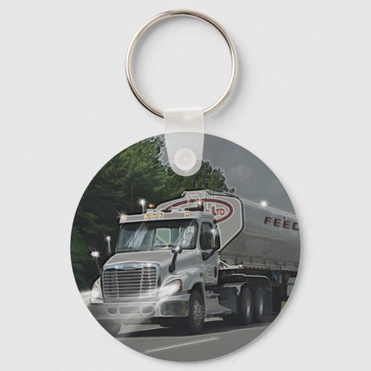 トラック運転手及び子供のための灰色の牛供給の水槽のトラック キーホルダー (正面)