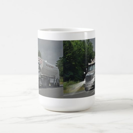 トラック運転手及び子供のための灰色の牛供給の水槽のトラック コーヒーマグカップ (中央)
