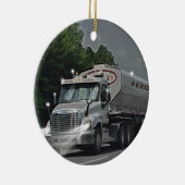 トラック運転手及び子供のための灰色の牛供給の水槽のトラック セラミックオーナメント (右)