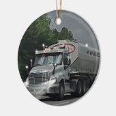 トラック運転手及び子供のための灰色の牛供給の水槽のトラック セラミックオーナメント (左)