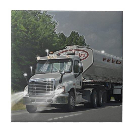 トラック運転手及び子供のための灰色の牛供給の水槽のトラック タイル (正面)