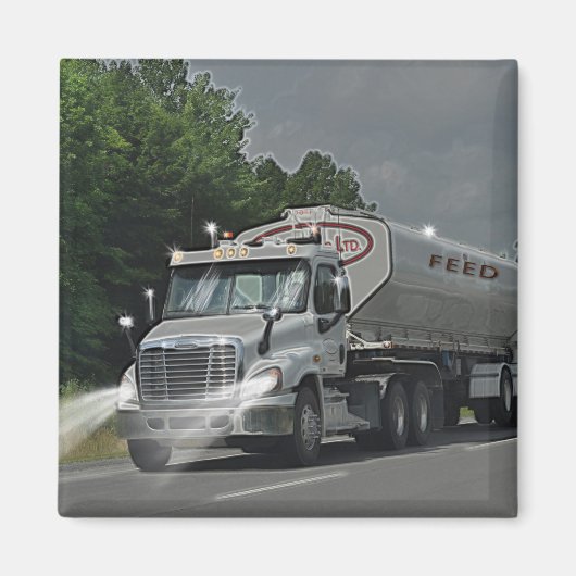 トラック運転手及び子供のための灰色の牛供給の水槽のトラック マグネット (正面)