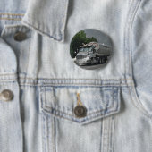 トラック運転手及び子供のための灰色の牛供給の水槽のトラック 缶バッジ (インサイチュ)