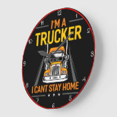 トラック運転手:家にいられない ラージ壁時計 (傾斜)