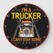 トラック運転手:家にいられない ラージ壁時計 (正面)