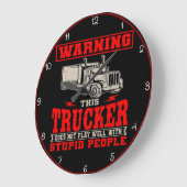 トラック運転手：愚か遊なと上手くいかない ラージ壁時計 (傾斜)