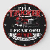 トラック運転手：私は神を恐れている、私の妻 ラージ壁時計 (正面)