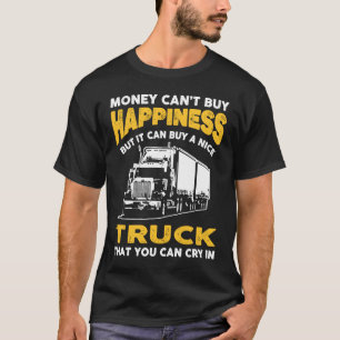 トラック運転手Dのためのトラックのジョークお金の幸せことわざ Tシャツ