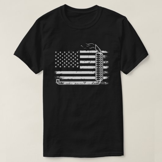 トラック運転手USAアメリカ国旗のトラック運転手の煙スタック Tシャツ (デザイン正面)
