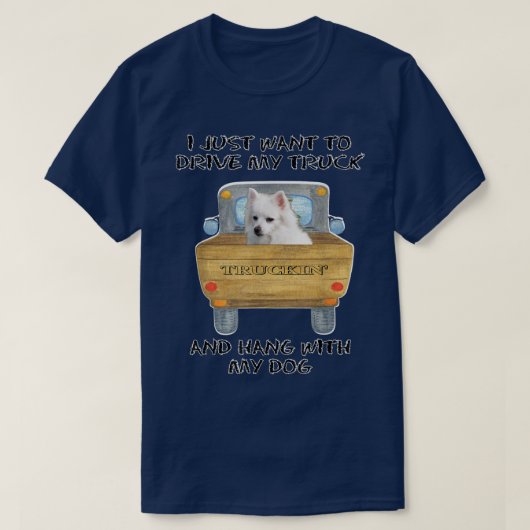 トラック運転犬アメリカのエスキモー犬 Tシャツ (デザイン正面)