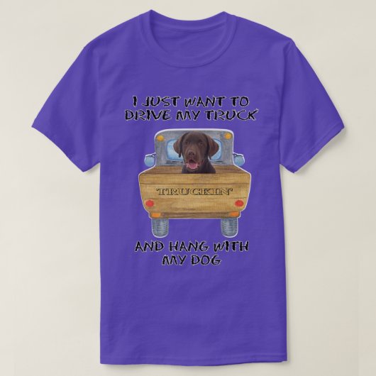 トラック運転犬チョコラブラドール Tシャツ (デザイン正面)