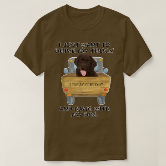 トラック運転犬ニューファンドランド Tシャツ (デザイン正面)