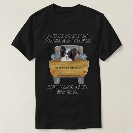 トラック運転犬パピロン Tシャツ (デザイン正面)
