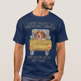 トラック運転犬ブリタニー Tシャツ