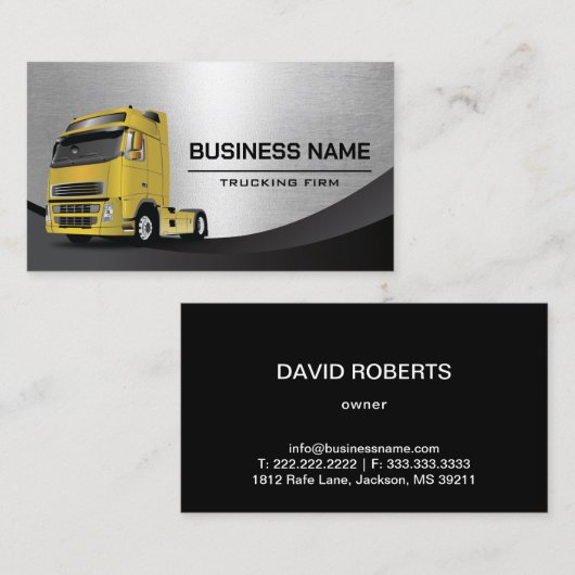 トラック運転金属プロフェッショナル輸送 名刺 (正面/裏面)