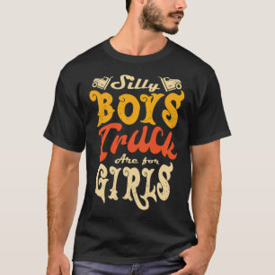 トラック間抜けの少年トラックはデザイン動物おもしろい用だ Tシャツ