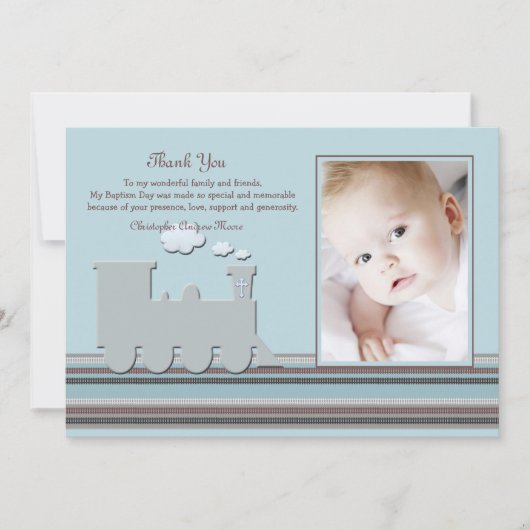 トラック青い写真のサンキューカード サンキューカード (正面)