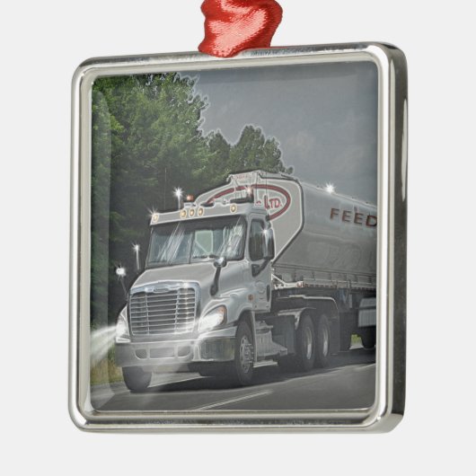 トラック食べ物を与えカーとキッズのための灰色の牛のシスタントラック メタルオーナメント (左)