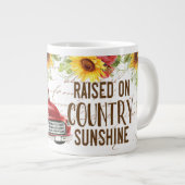 トラック鮮やかひまわり引用文付きカントリーシーン ジャンボコーヒーマグカップ (正面右)