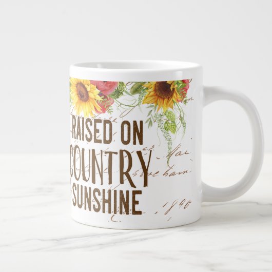 トラック鮮やかひまわり引用文付きカントリーシーン ジャンボコーヒーマグカップ (右)