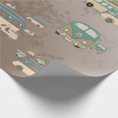 トラック70歳、レトロバスとモペット、60年代 ラッピングペーパー (角)