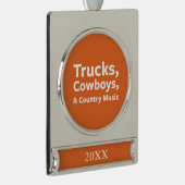 トラック、カウボーイおよびカントリーミュージック シルバープレートバナーオーナメント (右)