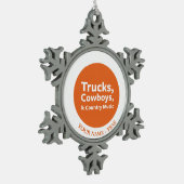 トラック、カウボーイおよびカントリーミュージック スノーフレークピューターオーナメント (左)