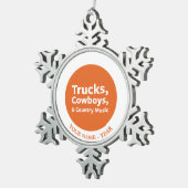 トラック、カウボーイおよびカントリーミュージック スノーフレークピューターオーナメント (右)