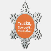 トラック、カウボーイおよびカントリーミュージック スノーフレークピューターオーナメント (右)