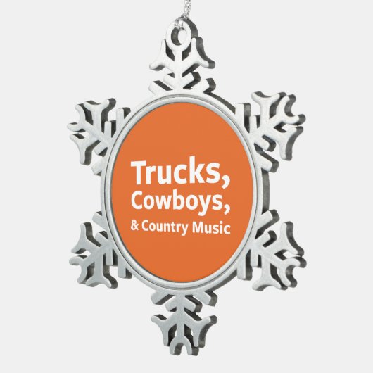 トラック、カウボーイおよびカントリーミュージック スノーフレークピューターオーナメント (右)
