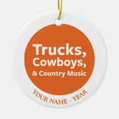 トラック、カウボーイおよびカントリーミュージック セラミックオーナメント (正面)
