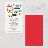 トラック&カーボーイ男の子シャワーおむつラッフルチケット エンクロージャーカード (正面/裏面)