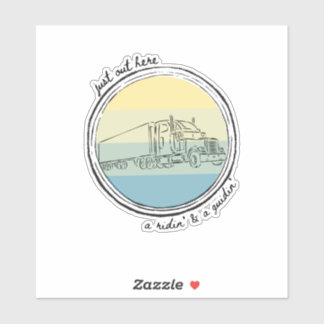 トラック、トラックの運転、セミトラック、日没 シール